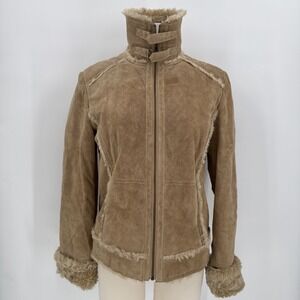 Vintage Wilson Leather Maxima Suede Leather Shearling Jacket Size Small Boho